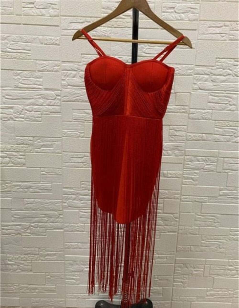 Fashion Nova Red Bandage Fringe Bustier Mini Dress